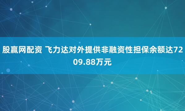股赢网配资 飞力达对外提供非融资性担保余额达7209.88万元